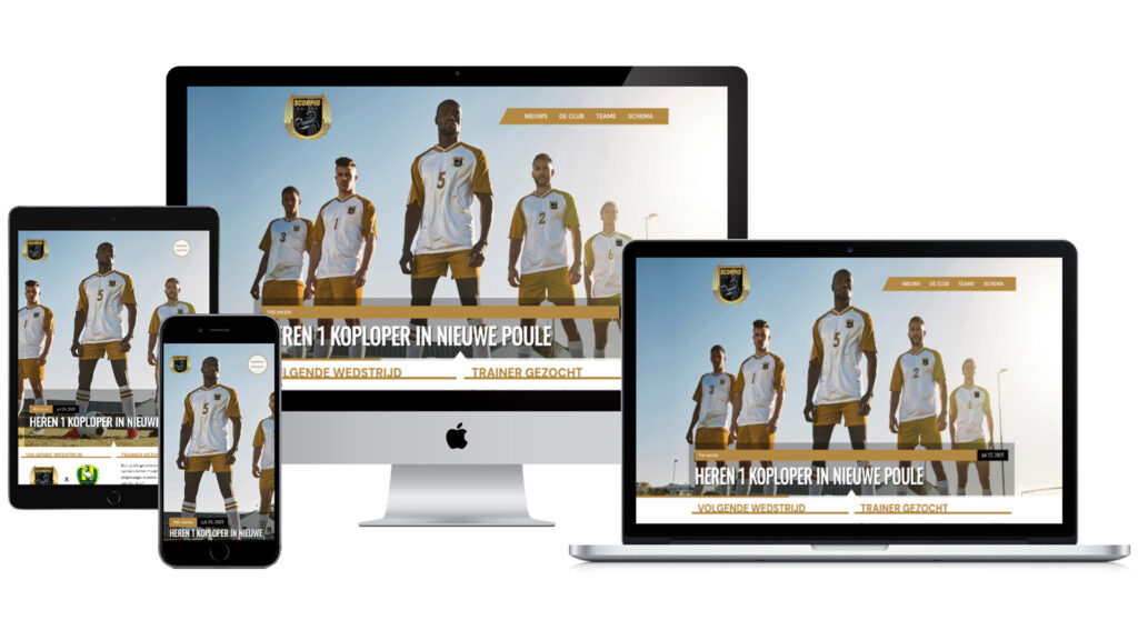 Voorbeeld clubsite mock up header